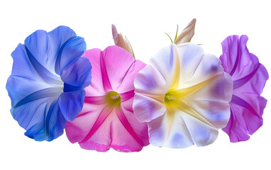 Cheerful Trumpet Morning Glory Isolated On Transparent Background PNG.