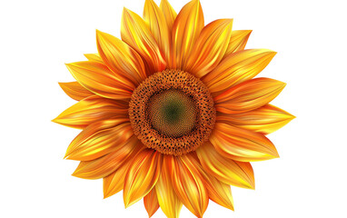 Golden Yellow Center of Cheerful Sunflower Isolated On Transparent Background PNG.