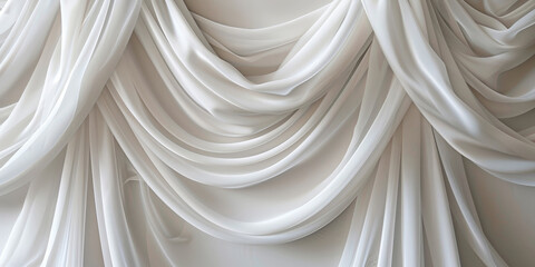Obraz premium White drapery background, elegant white curtain backdrop for wedding photography.