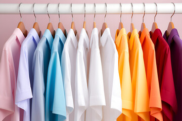 Fototapeta premium colorful shirts on hangers