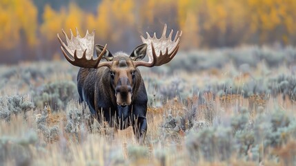 Bull Moose in Autumn Rut in Wyoming