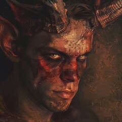 Devil with horns on a red background