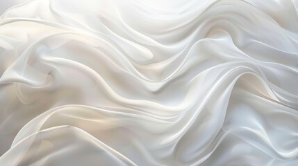 Abstract composition featuring flowing white wave surfaces on a clear background, evoking a sense of tranquility and elegance .