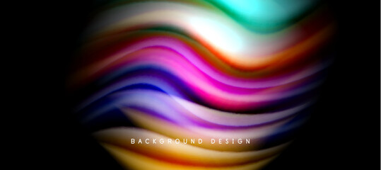 Rainbow color wave lines on black. Techno or business abstract background for posters, covers, banners, brochures, websites
