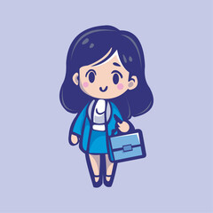 cartoon illustration of office worker woman