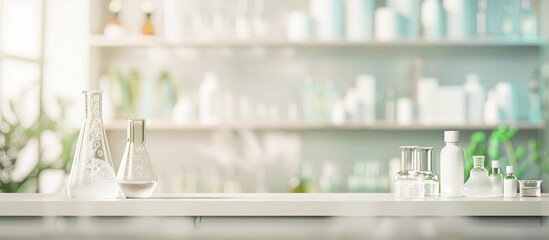 blurred modern futuristic pharmacy laboratory concept background