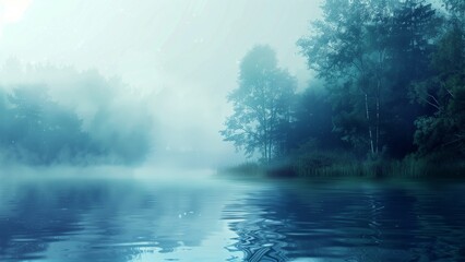 Fototapeta premium misty morning in the river forest