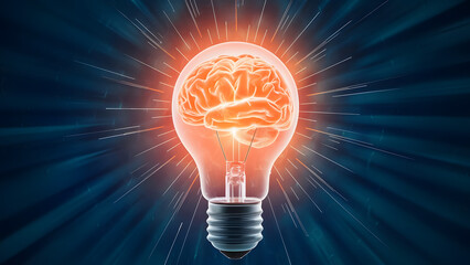 Innovation technology with holographic glowing low polygonal light bulb dark background.AI generated