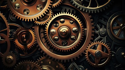 Steampunk inspired wallpaper with gears and mechanical devices