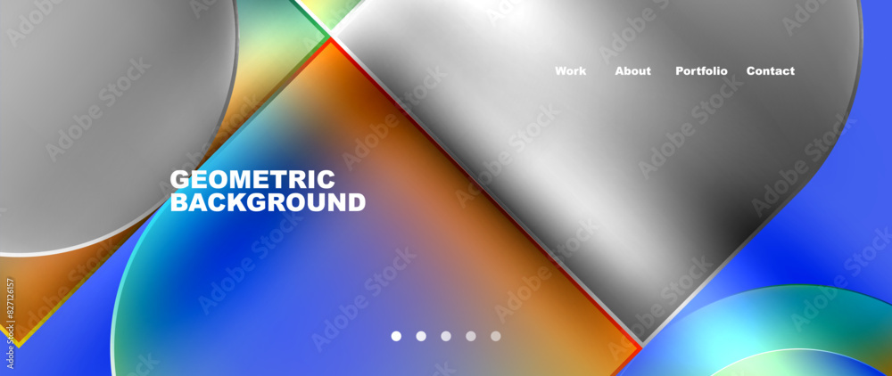 Aufkleber bright colorful squares with round elements minimal geometric background. vector illustration for wa
