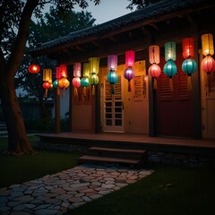 A house decorated for lantern festival
