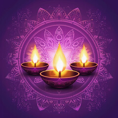 Radiant Diwali Greetings on a Royal Purple Backdrop