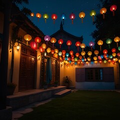 A house decorated for lantern festival
