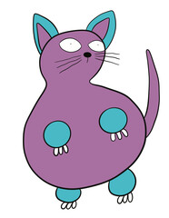 Cat art,abstract cat purple color