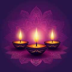 Radiant Diwali Greetings on a Royal Purple Backdrop