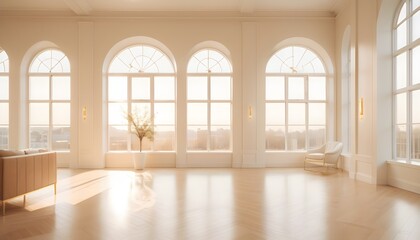 Obraz premium white and gold theme interior modern minimalism photo realism