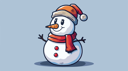Happy snowman in a hat and scarf Cartoon vectors style