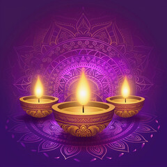 Radiant Diwali Greetings on a Royal Purple Backdrop