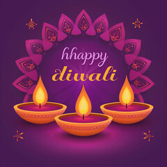 Radiant Diwali Greetings on a Royal Purple Backdrop