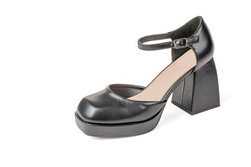 Black Chunky Heel Platform Mary Jane Shoe on White Background for Fashion and Footwear Stock...