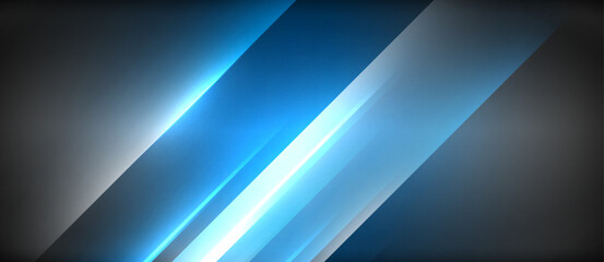Neon dynamic diagonal light rays background. Techno digital geometric concept design for wallpaper, banner, presentation, background