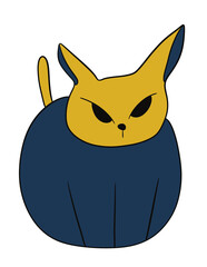 cat abstract art blue color