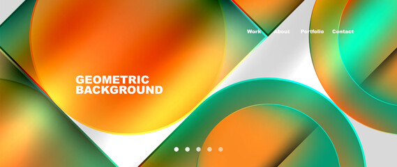 Bright colorful squares with round elements minimal geometric background. Vector Illustration For Wallpaper, Banner, Background, Card, Book Illustration, landing page