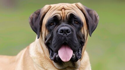 Obraz premium A close-up of a dog's face with its tongue hanging out