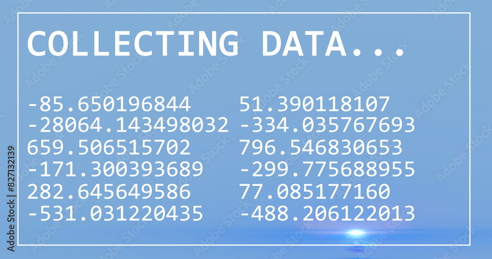 Poster image of collecting data text with numbers changing on blue background