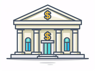 a cartoon of a bank building