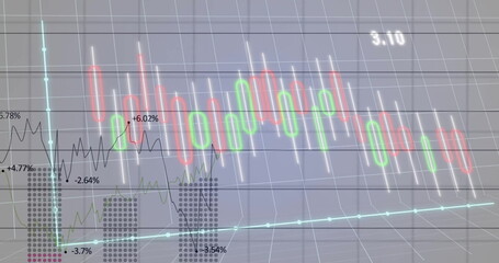 Image of data processing and diagram over white background