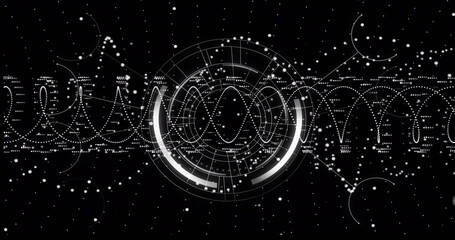 Image of scope scanning and data processing over black background