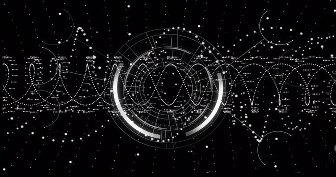 Image of scope scanning and data processing over black background