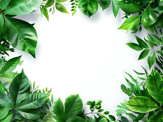 Naklejka premium Frame of leaves with white background and space for text