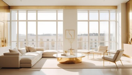 Fototapeta premium white and gold theme interior modern minimalism photo realism