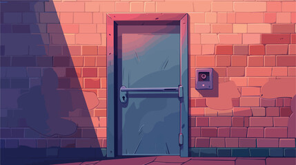 Metal door locked. Security and privacy concept Cartoon