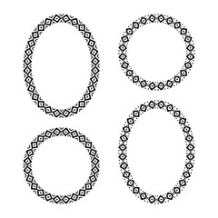 Frame set 3. Oval and circle pixel ornament.