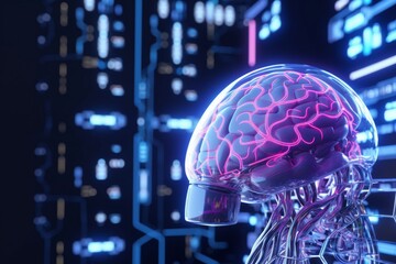 futuristic human brain machine and network