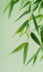 Naklejka premium A close up of a green leafy branch with some leaves. Generative AI.