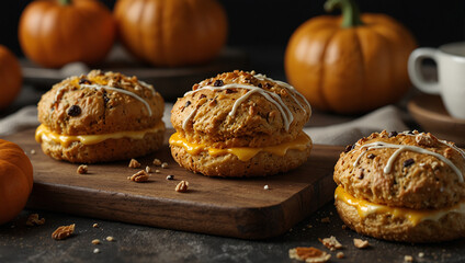 Australia food Pumpkin scone food on a stick roll