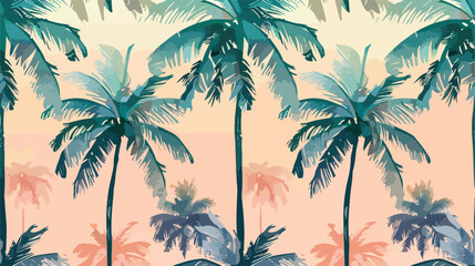 Palm trees seamless pattern on gradient background. 
