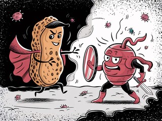 the immune system attacking peanut proteins, causing an allergic reaction