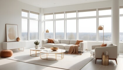 Fototapeta premium white and gold theme interior modern minimalism photo realism