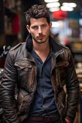 Obraz premium man with jecat UHD Wallpapar