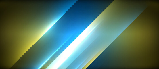 Neon dynamic diagonal light rays background. Techno digital geometric concept design for wallpaper, banner, presentation, background