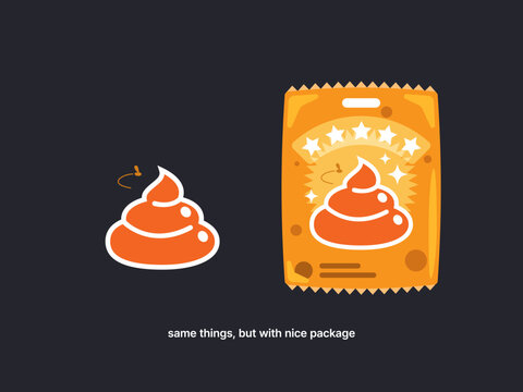 An elegantly packaged poop. Isolated Vector Illustration