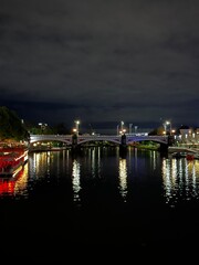 Naklejka premium city harbor at night