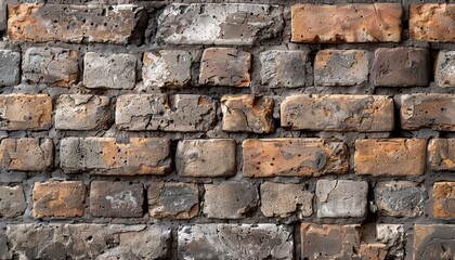Fototapeta premium Bring to life a striking exposed brick wall accent Capture its raw, textured beauty in a realistic digital illustration