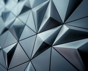 Capture a close-up shot of sleek, metallic geometric patterns that evoke a sense of cutting-edge technology Perfect for brands wanting a futuristic and abstract look