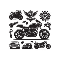 Obraz premium Set of motorcycle elements illustration